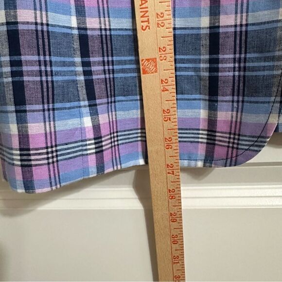 TALBOTS LINEN COTTON PURPLE BLUE PLAID LONG SLEEVE‎ SINGLE BUTTON BLAZER 6 - Picture 6 of 10
